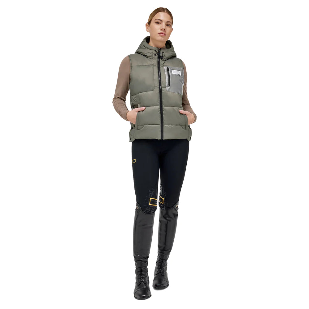 Rider's Gene Puffer Vest with Hood - Khaki | Malvern Saddlery