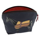 Rebecca Ray Red Lilly Oversized Cosmetic Bag, Navy | Vintage Horse Print | Malvern Saddlery