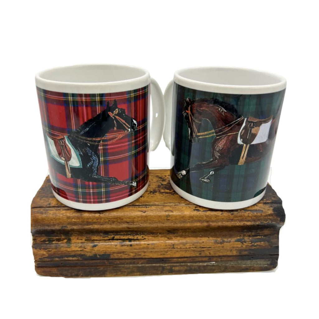 Rebecca Ray Tartan Horses Mug - Set of 2 | Malvern Saddlery
