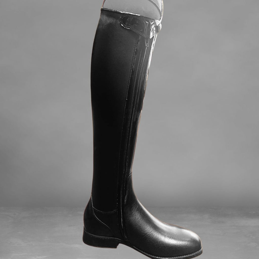 Sergio Grasso Colosseum Dressage Boot - Patent Upper, front/inside zipper view | Malvern Saddlery