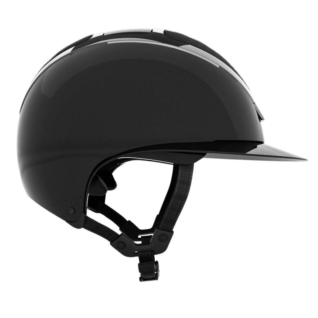 KASK Star Lady Pure Shine Equestrian Helmet - Black; side view on white background | English Riding Helmets | Malvern Saddlery
