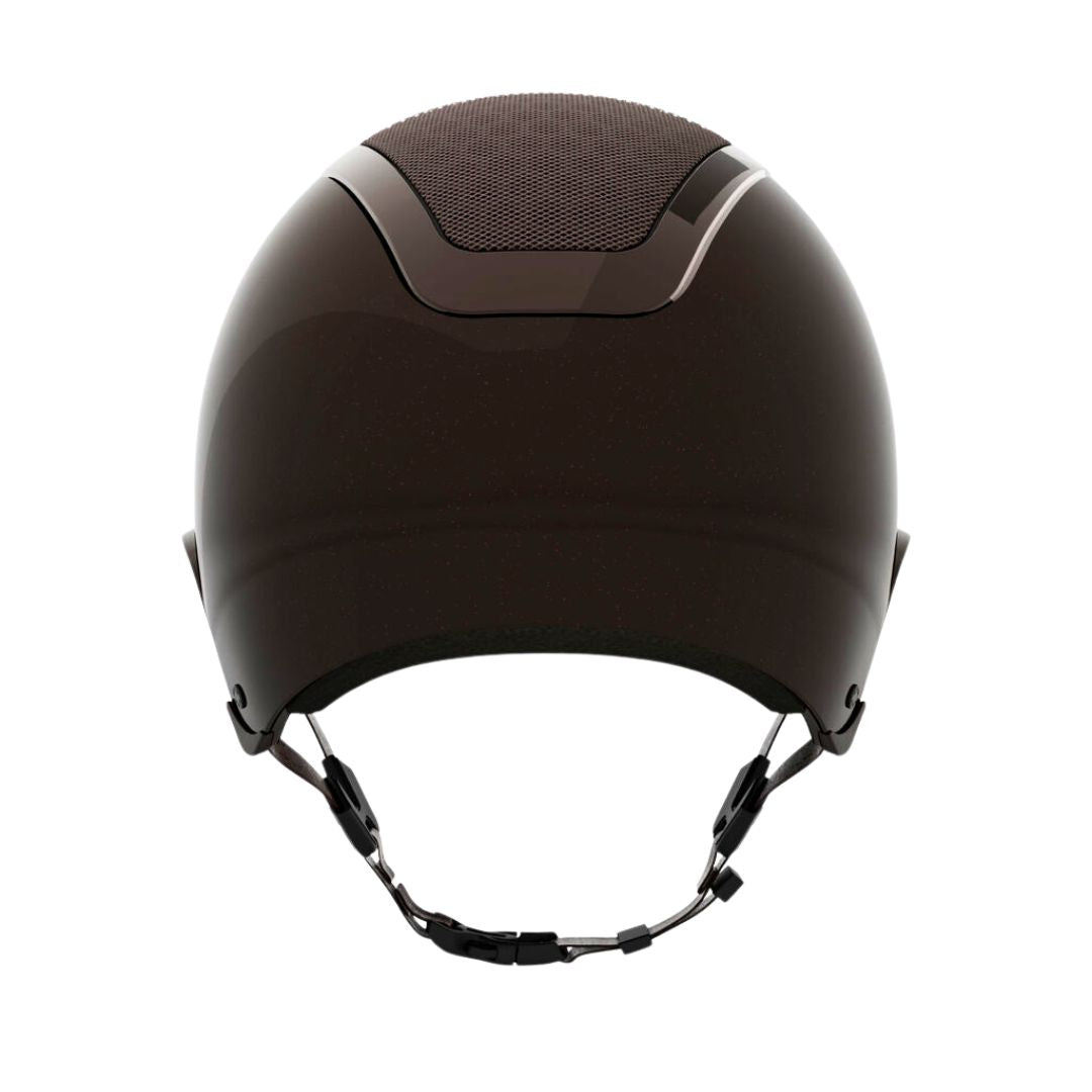 KASK Star Lady Pure Shine Equestrian Helmet - Espresso Brown; back view on white background | English Riding Helmets | Malvern Saddlery