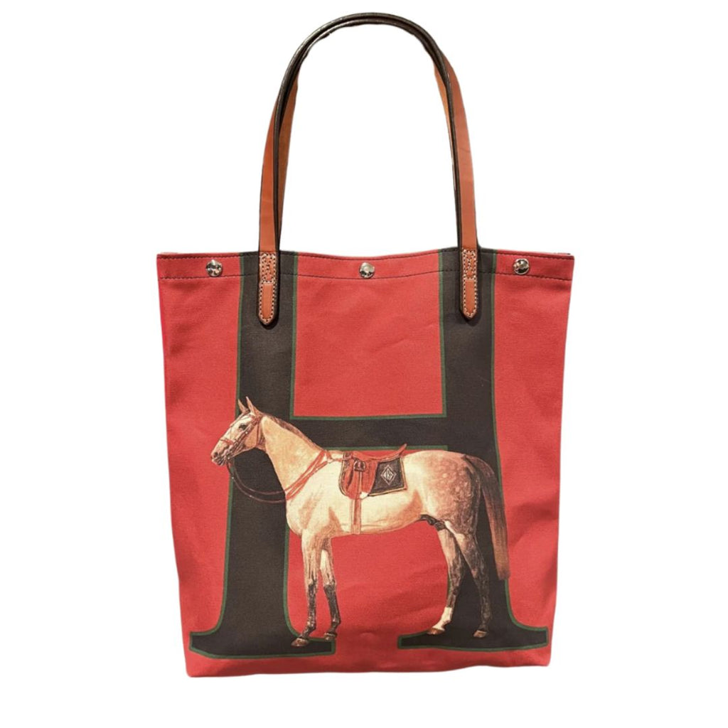 Rebecca Ray Simple Tote - Red with Dapple Grey Horse | Malvern Saddlery