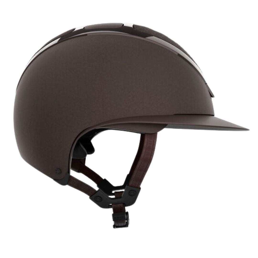KASK Star Lady Chrome Equestrian Helmet - Brown; side view on white background | Wide Brim English Riding Helmets | Malvern Saddlery