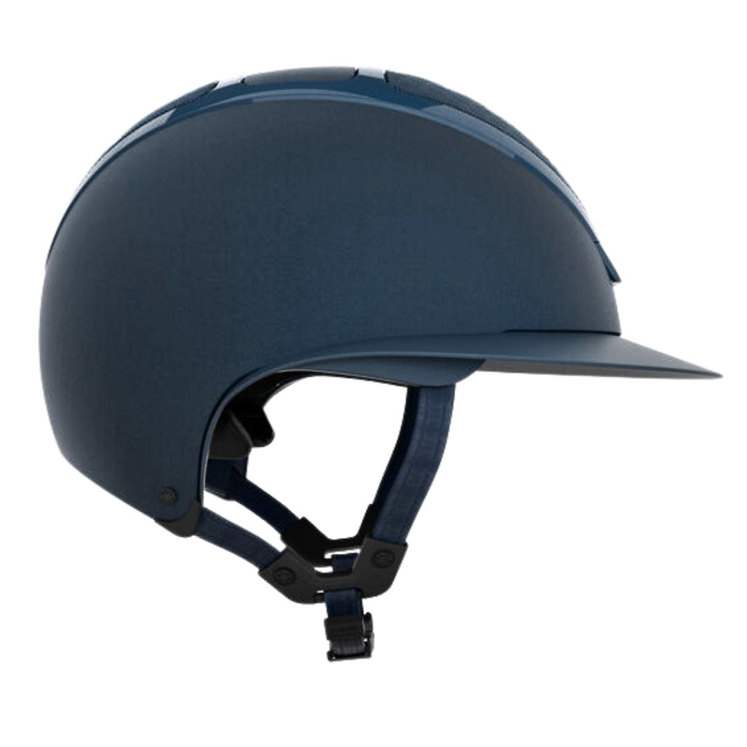 KASK Star Lady Chrome Equestrian Helmet - Navy; side view on white background | Wide Brim English Riding Helmets | Malvern Saddlery