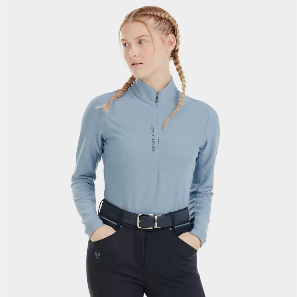 Horse Pilot Suntech Half-Zip Long Sleeve Shirt - Ashley Blue | Malvern Saddlery