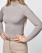 TKEQ CHLOE High Collar Technical Top - Silver Gray, shown on woman torso view | Malvern Saddlery
