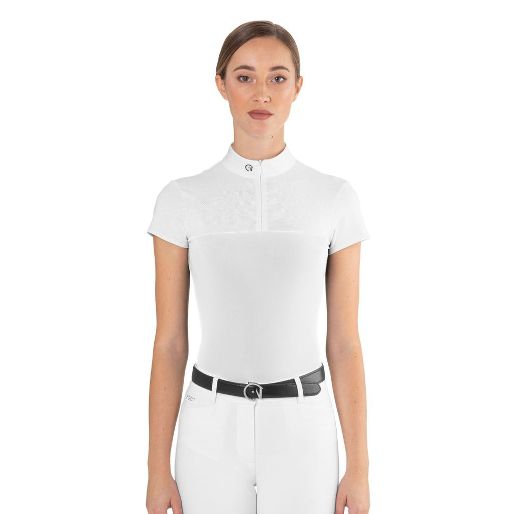 EGO7 Short Sleeve Mesh Quarter Zip Show Shirt White | Malvern Saddlery