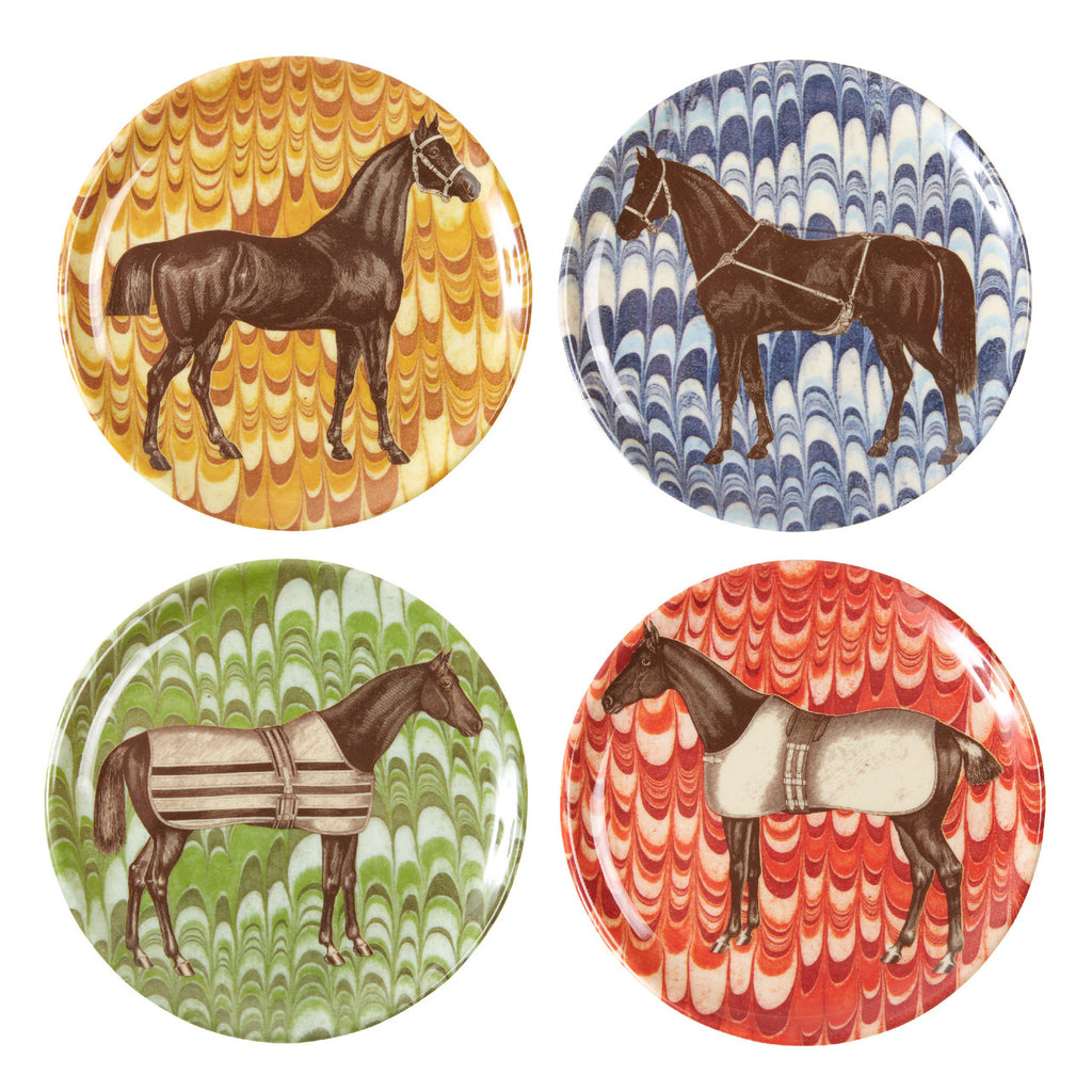 Equestrian Coasters - Set of 4 - Yellow, Blue, Green, Red - 1 ea | Malvern Saddlery