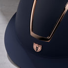 Tipperary Windsor MIPS® Equestrian Riding Helmet, navy with rose gold, detail image | Malvern Saddlery