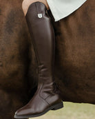 Franco Tucci Sofia Dress Boot - Brown, shown on rider on brown horse | Malvern Saddlery