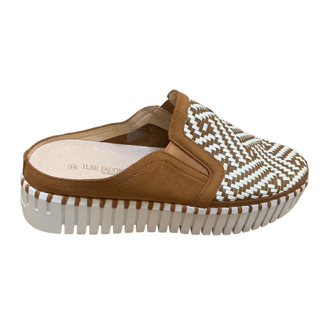 Ilse Jacobsen Woven Platform Slide Cashew Ivory | Malvern Saddlery