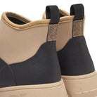 Pair of Woden Irene Waterproof Boot - Black/Coffee Cream on white background detail of fish leather detail on back of boots| Malvern Saddlery