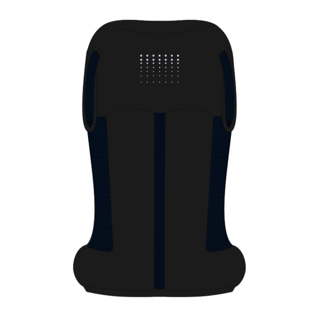 Seaver Safefit Airbag Vest - Rain Swarovski Crystals on black vest, back view -  computer generated image | Malvern Saddlery