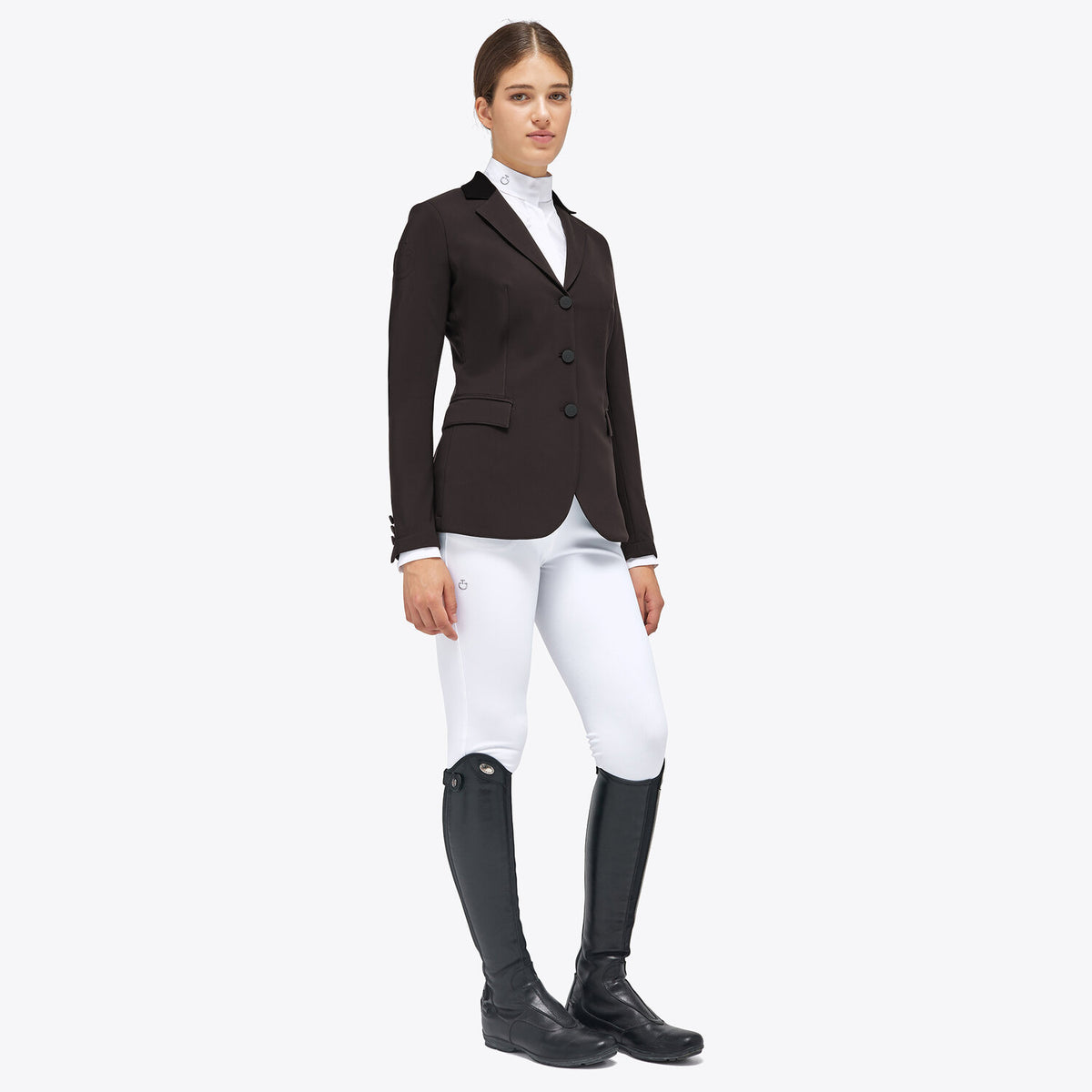 Cavalleria Toscana Women's American Hunter Show Coat - Espresso, front view | Malvern Saddlery