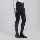 Cavalleria Toscana Women's American Winter Knee Grip Breeches - Black, front view on model | Malvern Saddlery
