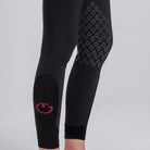 Cavalleria Toscana Women's American Winter Knee Grip Breeches - Black, knee grip and sock cuff close-up | Malvern Saddlery