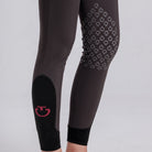 Cavalleria Toscana Women's American Knee Grip Breeches - Espresso, knee grip and sock cuff close-up | Malvern Saddlery