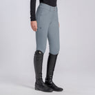 Cavalleria Toscana Women's American Knee Grip Breeches - Windward Blue, front view on model | Malvern Saddlery