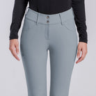 Cavalleria Toscana Women's American Knee Grip Breeches - Windward Blue, high waist close-up | Malvern Saddlery