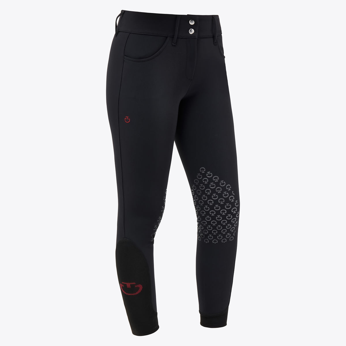 Cavalleria Toscana Women's American Winter Knee Grip Breeches - Black, front view | Malvern Saddlery