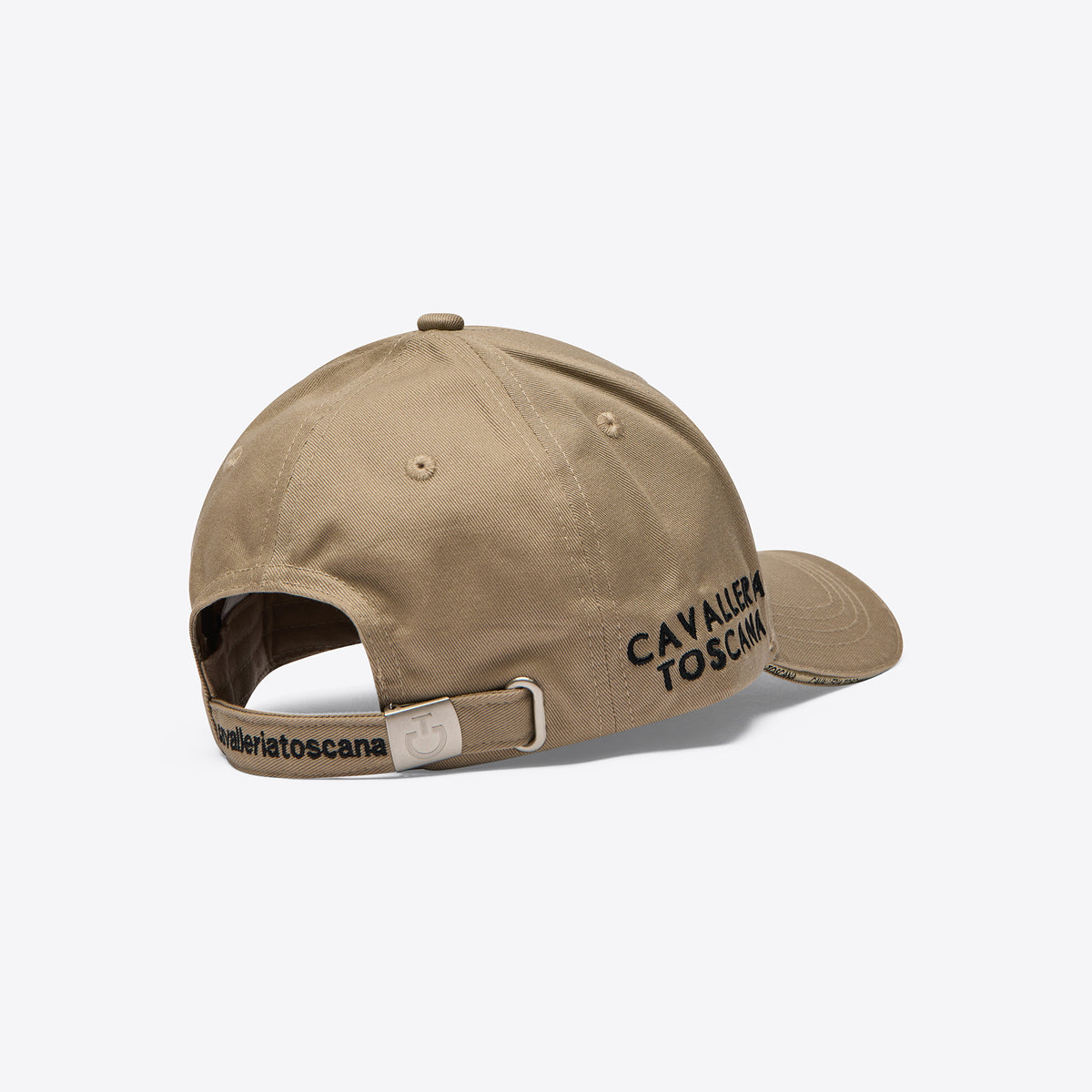 Cavalleria Toscana Embroidered Logo Cotton Baseball Cap - Aluminum/Black, back view | Malvern Saddlery