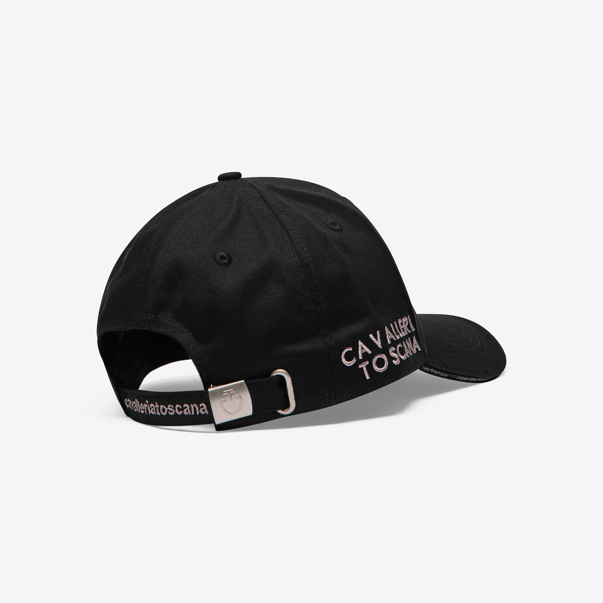 Cavalleria Toscana Embroidered Logo Cotton Baseball Cap - Black/Cipria, back view | Malvern Saddlery