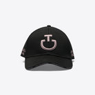 Cavalleria Toscana Embroidered Logo Cotton Baseball Cap - Black/Cipria, front view | Malvern Saddlery