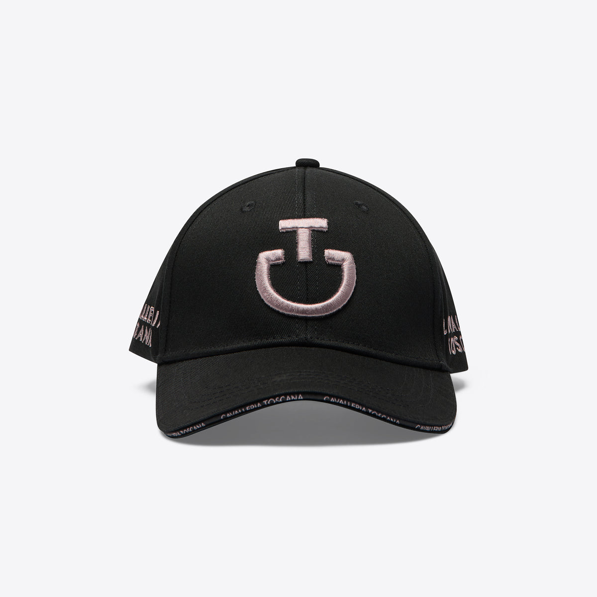 Cavalleria Toscana Embroidered Logo Cotton Baseball Cap - Black/Cipria, front view | Malvern Saddlery