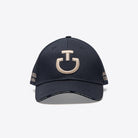 Cavalleria Toscana Embroidered Logo Cotton Baseball Cap - Navy/Rainy Day, front view | Malvern Saddlery