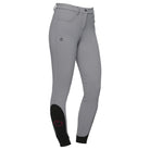 Cavalleria Toscana Girls' Horse and Helmet Knee Grip Breeches - Grey, knee grip close-up | Malvern Saddlery