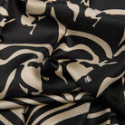 Cavalleria Toscana Horse Print Silk Scarf - Black/Rainy Day, close-up | Malvern Saddlery
