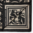 Cavalleria Toscana Horse Print Silk Scarf - Black/Rainy Day, folded corner | Malvern Saddlery