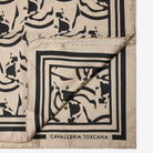 Cavalleria Toscana Horse Print Silk Scarf - Rainy Day/Black, folded corner | Malvern Saddlery