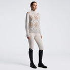 Cavalleria Toscana Women's Argyle Turtleneck Sweater - Rainy Day, full-length front view | Malvern Saddlery