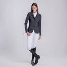 Cavalleria Toscana Women's Raw-Cut Competition Jacket - Charcoal, front view | Malvern Saddlery