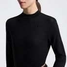 Cavalleria Toscana Women's Technical Wool Long Sleeve Top - Black, front close-up | Malvern Saddlery