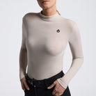 Cavalleria Toscana Women's Technical Wool Long Sleeve Top - Rainy Day, front close-up | Malvern Saddlery