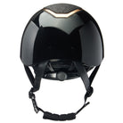Charles Owen Kylo Helmet in Black Gloss with Rose Gold; Black Sparkle top, back view | Malvern Saddlery