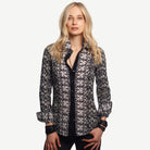 Cino Abstract Tile Button Down Crinkle Voile Ladies Shirt | Malvern Saddlery