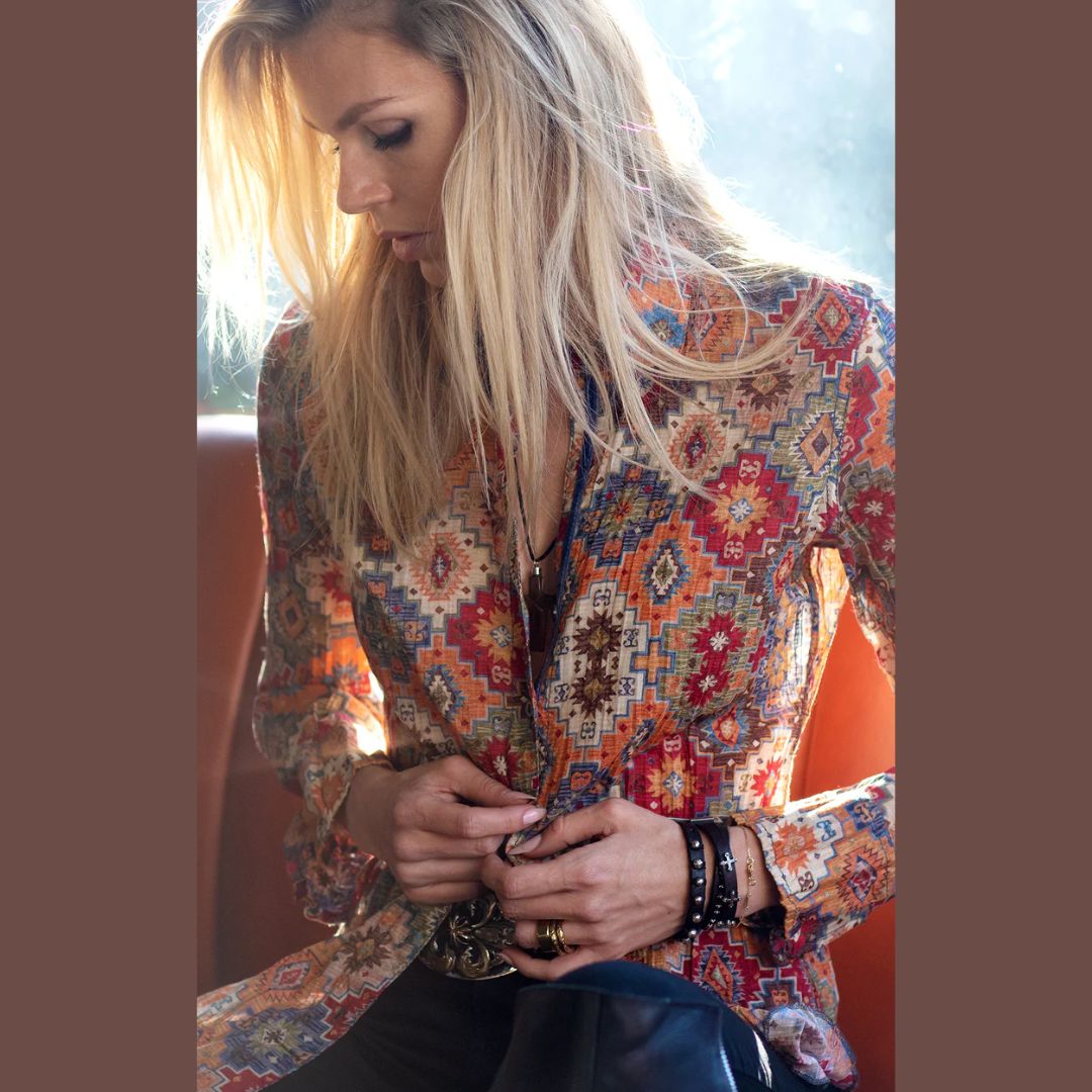 Cino Navajo print button down ladies shirt | Malvern Saddlery