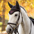 LeMieux Classic Ear Bonnet - Cinder, shown on white horse - Fly Hoods | Malvern Saddlery