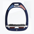 Flex-On Composite Stirrup Design: Navy Frame / Gray tray / Red / USA Flag magnet | Malvern Saddlery