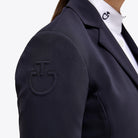 Cavalleria Toscana Girl's Competition Jacket with Zip - Navy; shoulder logo detail | Malvern Saddlery