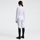 Cavalleria Toscana Women's Long Sleeve Riding Shirt with Embroidery - White; back full body view shown on model; light gray background | Equestrian Show Shirts | Malvern Saddlery