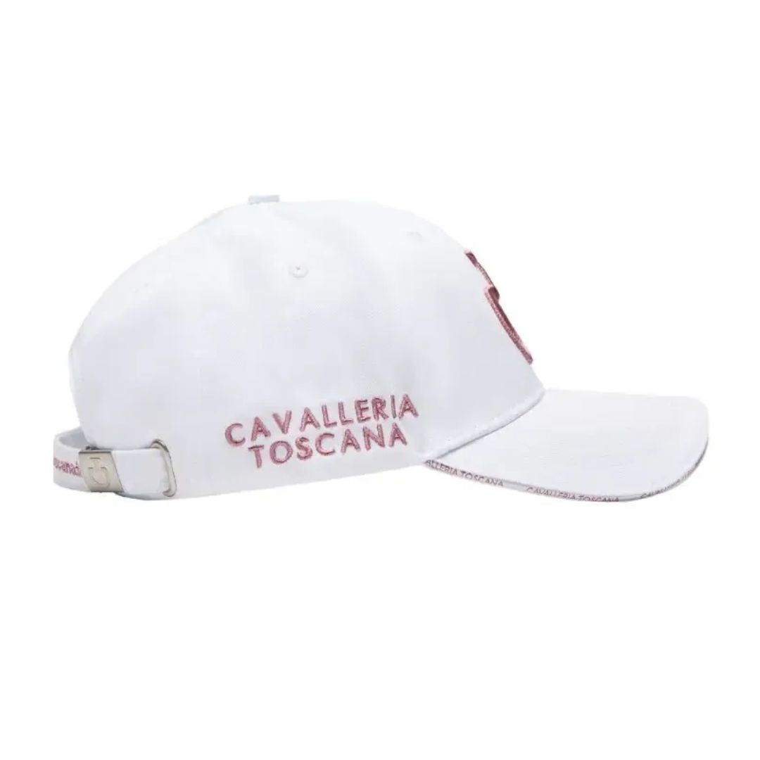 Cavalleria Toscana  Cotton Baseball Cap, White/Pink; side view| Malvern Saddlery