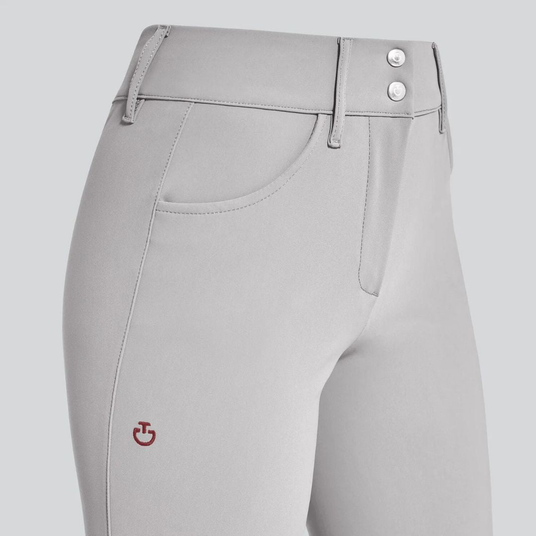 Cavalleria Toscana American Knee Grip Breeches - Lt Gray, waist detail | Malvern Saddlery