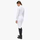 Cavalleria Toscana Ladies Long Sleeve Bib Competition Shirt White, back view shown on model  | Malvern Saddlery