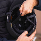 KASK Equestrian Helmet Inner Padding - fits Dogma & Star Lady Models; shown in helmet with person removing from shell | Rider Accessories | Malvern Saddlery