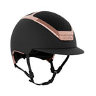 Kask Dogma Chrome Equestrian Helmet - Black Matte with Rose Gold Frame;  on white background | Standard Brim English Riding Helmets | Malvern Saddlery